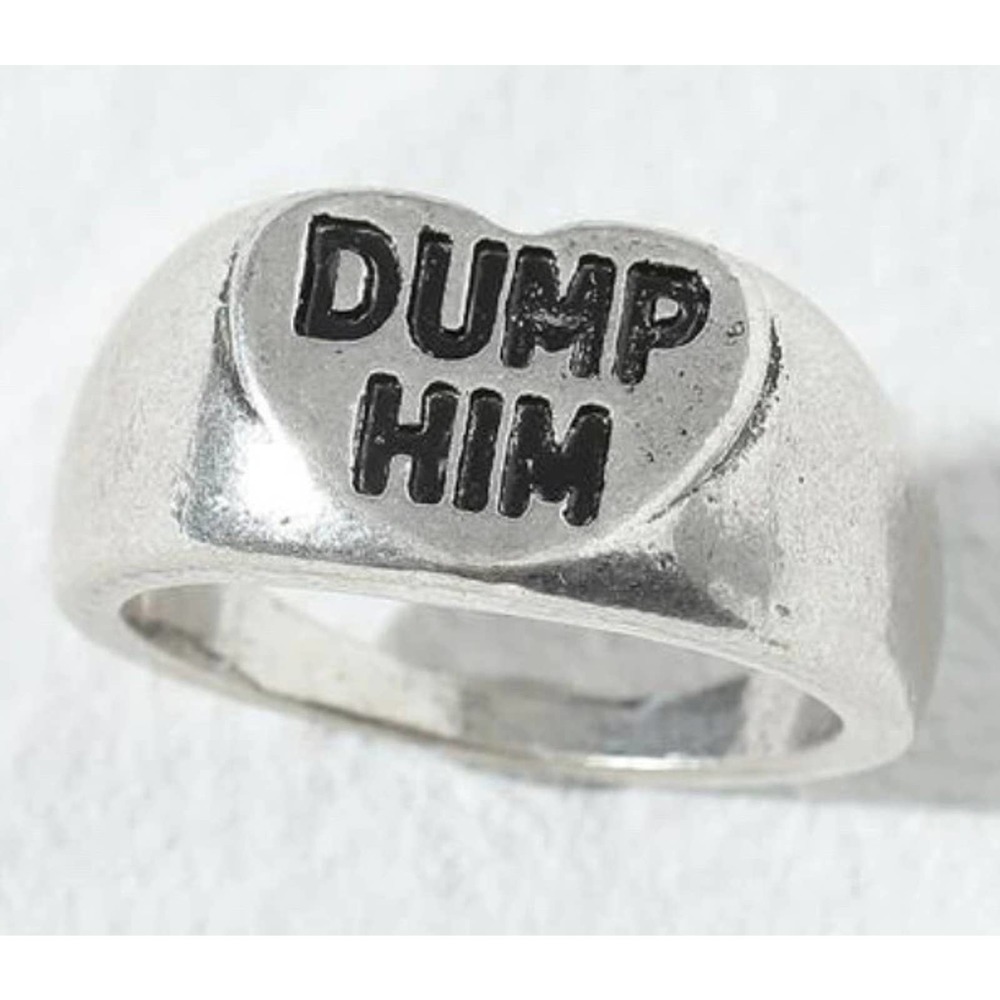 NWT Dump Him Silver Ring Antique Silver Size 7